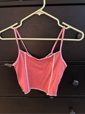 Pink Ribbed Crop Cami Tank Top - Women's